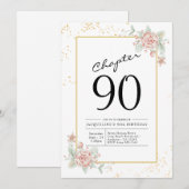 90th Birthday Blush Floral Kaart (Voorkant / Achterkant)