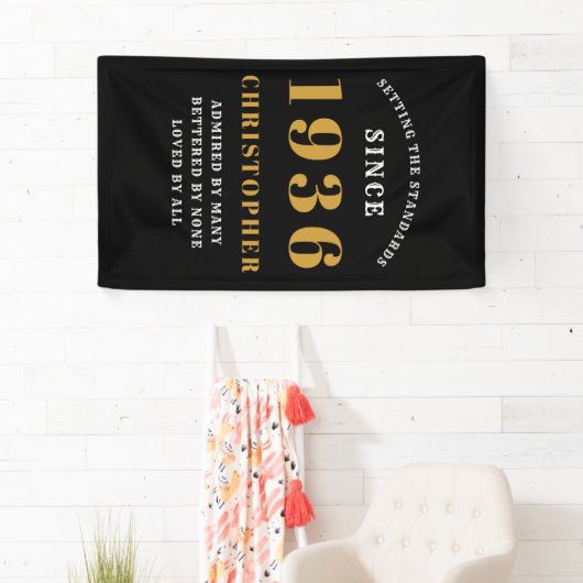 90th Birthday Born 1936 Add Name Black Gold Spandoek (Insitu)