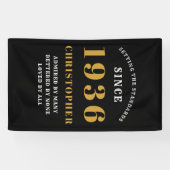 90th Birthday Born 1936 Add Name Black Gold Spandoek (Horizontaal)