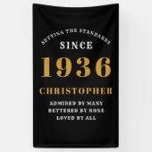 90th Birthday Born 1936 Add Name Black Gold Spandoek (Verticaal)