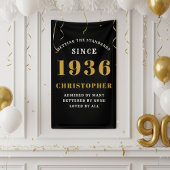 90th Birthday Born 1936 Add Name Black Gold Spandoek