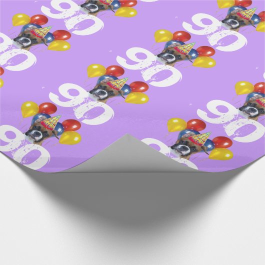 90th Birthday Boxer paars gift inpakpapier (Hoek)
