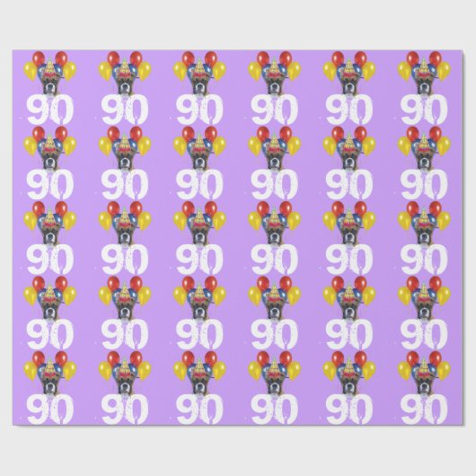 90th Birthday Boxer paars gift inpakpapier (Vlak)