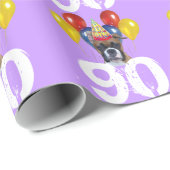 90th Birthday Boxer paars gift inpakpapier (Rol Hoek)