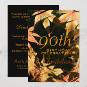 90th Birthday Celebration Autumn Custom Invitation Kaart (Voorkant / Achterkant)
