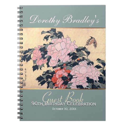 90th Birthday Celebration Butterfly Custom Guest B Notitieboek (Voorkant)