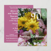 90th Birthday Celebration! - Party/Floral Bouquet Kaart (Voorkant / Achterkant)