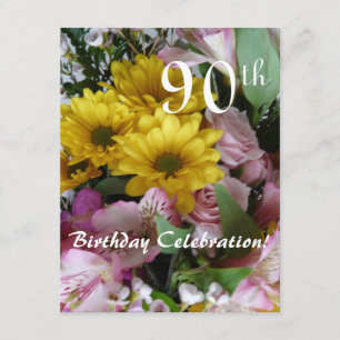 90th Birthday Celebration! - Party/Floral Bouquet Kaart