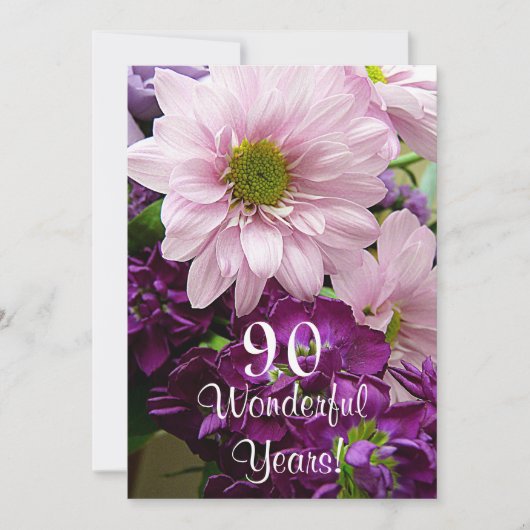90th Birthday Celebration/Pink Daisy Bouquet Kaart (Voorkant)