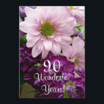 90th Birthday Celebration/Pink Daisy Bouquet Kaart<br><div class="desc">Deze roze, roze, roze en paarse bloemen in close-up is de perfecte achtergrond voor deze speciale verjaardagsuitnodiging voor iemands 90ste verjaardag. Natuurlijk is de tekst volledig klantgericht (aan welke leeftijd u wilt), en u kunt de rug van uitnodiging met al uw persoonlijke details vullen. Verander de doopvontstijl als u dit...</div>