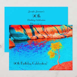90th Birthday Celebration Yellow Tree, kleurrijk Kaart