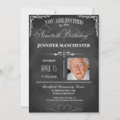 90th Birthday Chalkboard Typography Party Invite Kaart (Voorkant)