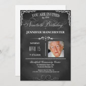 90th Birthday Chalkboard Typography Party Invite Kaart (Voorkant / Achterkant)