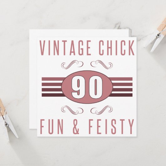 90th Birthday  Chick Kaart (Voorkant / Achterkant in situ)