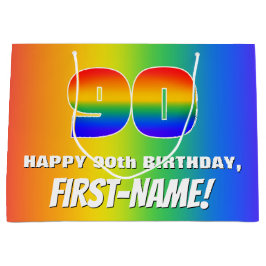 90th Birthday: Colorful, Fun Rainbow Pattern # 90 Groot Cadeauzakje