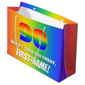 90th Birthday: Colorful, Fun Rainbow Pattern # 90 Groot Cadeauzakje (Voorkant Gekanteld)