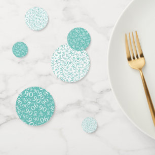 90th Birthday Cool Number Pattern Blauwgroen and W Confetti