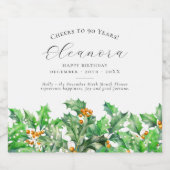 90th Birthday December Birth Flower Holly Sparkling Wijnetiket (Enkel label)