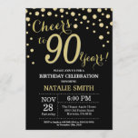 90th Birthday Diamond Invitation Black and Gold Kaart<br><div class="desc">90e verjaardag Uitnodiging met zwarte en goudglitter Diamond achtergrond. Gold Confetti. Volwassen verjaardag. Mannelijke Mannen of vrouwen: Birthday. Voor verdere aanpassing,  te klikken gelieve de knoop "van de Aanpassing het"en ons ontwerphulpmiddel te gebruiken om deze sjabloon te wijzigen.</div>