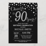 90th Birthday Diamond Invitation Black and Silver Kaart<br><div class="desc">90e verjaardag Uitnodiging met zwarte en zilver Glitter Diamond achtergrond. Zilveren Confetti. Volwassen verjaardag. Mannelijke Mannen of vrouwen: Birthday. Voor verdere aanpassing,  te klikken gelieve de knoop "van de Aanpassing het"en ons ontwerphulpmiddel te gebruiken om deze sjabloon te wijzigen.</div>