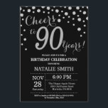 90th Birthday Diamond Invitation Black and Silver Kaart<br><div class="desc">90e verjaardag Uitnodiging met zwarte en zilver Glitter Diamond achtergrond. Zilveren Confetti. Volwassen verjaardag. Mannelijke Mannen of vrouwen: Birthday. Voor verdere aanpassing,  te klikken gelieve de knoop "van de Aanpassing het"en ons ontwerphulpmiddel te gebruiken om deze sjabloon te wijzigen.</div>