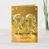 90th Birthday Elegant Gold Diamond Sparkle Luxury Kaart (Voorkant)