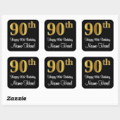 90th Birthday – Elegant Luxurious Faux Gold Look # Vierkante Sticker (Vel)
