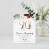 90th birthday Elegant Milestone invitation RSVP Kaartje (Staand voorkant)