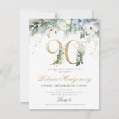90th birthday Elegant Milestone invitation RSVP Kaartje (Voorkant)