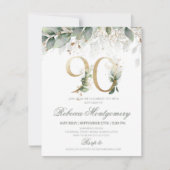90th birthday Elegant Milestone invitation RSVP Kaartje (Voorkant)