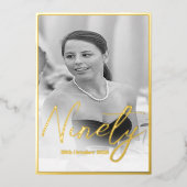 90th Birthday Elegant Photo Birthday Invitation Folie Uitnodiging (Voorkant)