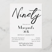 90th Birthday Elegant Photo Birthday Invitation Folie Uitnodiging (Achterkant)