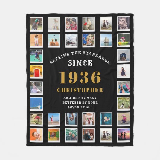 90th Birthday Family Memories Photo Collage  Fleece Deken (Voorkant)