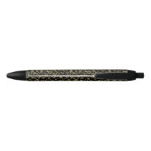 90th Birthday Favor Gift - Black and Gold Zwarte Inkt Pen (Achterkant)