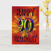 90th Birthday Fireworks Kaart (Gele Bloem)