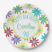 90th Birthday Floral - Bord gepersonaliseerd papie (Voorkant)