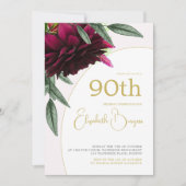 90th Birthday Floral Gold White Elegant Birthday Kaart (Voorkant)