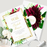 90th Birthday Floral Gold White Elegant Birthday Kaart<br><div class="desc">Gold Colored en white is de achtergrond van deze grote bloemetjesbout voor de 90ste verjaardag van de geboorte. Een elegant modern ontwerp dat gemakkelijk aan uw eigen informatie wordt aangepast. Een modern elegant ontwerp van alleen maar fijne Design.</div>