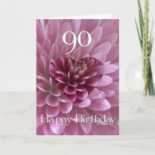 90th Birthday-Floral Heart+Chrysanthemum Kaart