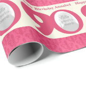 90th Birthday foto leuke roze roze inslag Cadeaupapier (Rol Hoek)