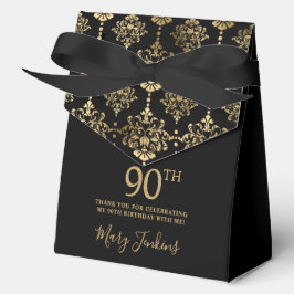 90th Birthday Gold Elegant Thank You  Bedankdoosjes