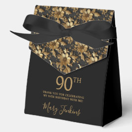 90th Birthday Gold Floral Thank You  Bedankdoosjes