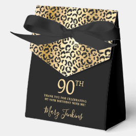 90th Birthday Gold Leopard Print Thank You  Bedankdoosjes
