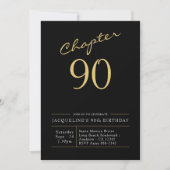 90th Birthday Gold Modern Script Black Kaart (Voorkant)