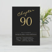 90th Birthday Gold Modern Script Black Kaart (Staand voorkant)