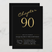 90th Birthday Gold Modern Script Black Kaart (Voorkant / Achterkant)