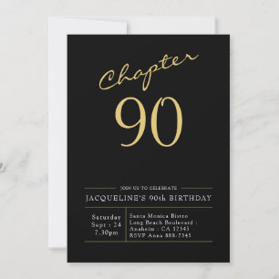 90th Birthday Gold Modern Script Black Kaart