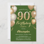 90th Birthday Green en Gold Balloons Confetti Kaart<br><div class="desc">90th Birthday Green en Gold Balloons Confetti Invitation. Voor verdere aanpassing,  te klikken gelieve de knoop "van de Aanpassing het"en ons ontwerphulpmiddel te gebruiken om deze sjabloon te wijzigen.</div>