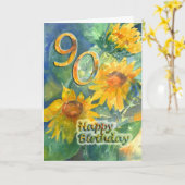 90th Birthday Greeting Card Kaart (Gele Bloem)