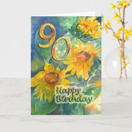 90th Birthday Greeting Card Kaart (Gele Bloem)